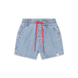 Huxbaby Construction T-Shirt & Denim Shorts Set ~ Navy/Blue Stripe