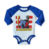 Rowdy Sprout Bruce Springsteen Born in the USA l/s Raglan Onesie ~ Vintage White/Royal