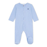 Petit Bateau Front Snap Striped Footie ~ Blue/White
