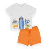 Mayoral Baby Boy Surfboards Tee & Shorts Set ~ White/Coral