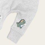 Huxbaby Furry Dino Sweatshirt & Slouch Pants Set ~ Grey Marle