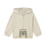 Mayoral Baby Boy Jeep Graphic Zip Hoodie, s/s T-shirt & Shorts Set ~ Hemp/Matcha