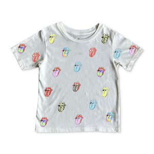 Rowdy Sprout Baby Rolling Stones Printed s/s Tee ~ Vintage White