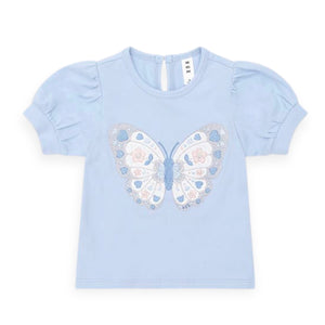 Huxbaby Girls Butterfly Puff Sleeve Top & Bike Shorts Set ~ Flower Garden