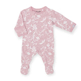 Coccoli Printed Zipper Footie ~ Flowers/Pink