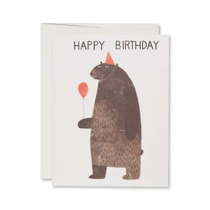 Red Cap Cards Party Bear Birthday Card