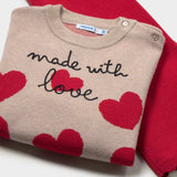 Mayoral Baby Girl Knit Hearts Sweater & Pants Set ~ Cookie/Red