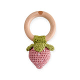 The Blueberry Hill Pink Strawberry Wooden Ring Rattle