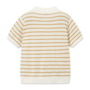 Mayoral Boys Striped Knit s/s Polo ~ Cream