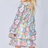 Baby Sara Flowers l/s Sequin Dress ~ Silver Multi
