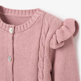 Elegant Baby Flutter Sleeve Cable Knit Cardigan ~ Mauve