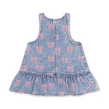 Huxbaby Dreamy Denim Cherry Dress & Ribbed l/s Top Set ~ Blue Multi/Strawberry Creme