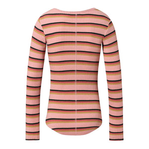 Molo Rochelle Ribbed l/s Top 7-12 ~ Rose Camel Stripe