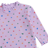 Huxbaby Dreamy Denim Overall Dress & I Heart Cake Ribbed l/s Top ~ Purple/Denim