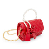 Tiny Treats Quilted Pearl Handle Bow Ribbon Handbag