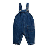 Play Up Baby Ribbed Ruffle Collar l/s Onesie & Denim Overalls Set ~ Rose Leopard