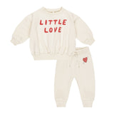 Quincy Mae Little Love Relaxed Fleece Sweatshirt & Cupid Sweatpants Set ~ Natural