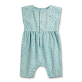 Bobo Choses Baby Daisy Mosaic Woven Romper ~ Light Blue