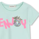 Billieblush Sequin Enjoy Graphic s/s T-shirt ~ Sea Green