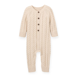 Elegant Baby Horseshoe Cable Knit Romper ~ Rainy Day