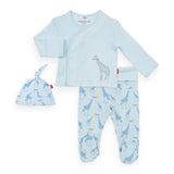 Magnetic Me Cotton Magnetic 3pc Kimono Set ~ Jolie Giraffe Blue