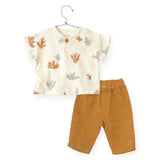 Play Up Baby Printed T-Shirt & Linen Pants Set ~ Coral/Ochre