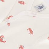 Petit Bateau Front Snap Crab Print Footie ~ White Multi