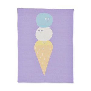 Biquette Ice Cream Knit Mini Blanket ~ Berry