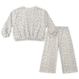 Rylee + Cru Girls Oversized Sweatshirt & Wide Leg Sweatpants Set ~ Blue Leopard/Natural