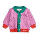 Bobo Choses Baby Color Block Knit Cardigan ~ Fuchsia Multi