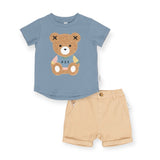 Huxbaby Teddy Hux T-Shirt & Chino Shorts Set  ~ Dino Blue/Camel