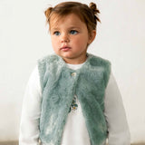 Mayoral Baby Girl Faux Fur Vest, Butterflies Top & Leggings Set ~ Anise