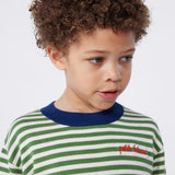 Petit Bateau Boys Knit Striped Sweater ~ Green/Cream