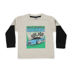 Mish Baby Fast Wheels l/s 2fer Tee ~ Oatmeal