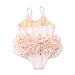 Shade Critters Baby Blush Bow Stripe Tutu Swimsuit ~ Pink