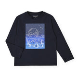 Mayoral Boys Glow in the Dark Moon & Jeep l/s T-Shirt ~ Blue/Black