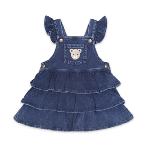 Huxbaby Dreamy Denim Overall Dress & Ribbed l/s Top Set ~ Blue Denim/Ink Stripe