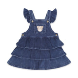 Huxbaby Dreamy Denim Overall Dress & Ribbed l/s Top Set ~ Blue Denim/Ink Stripe