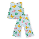 Petite Hailey Printed Pleated Top & Pants Set ~ Blue Birds