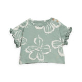 Play Up Baby Floral T-Shirt & Pants w/Frills Set ~ Sage/Off White