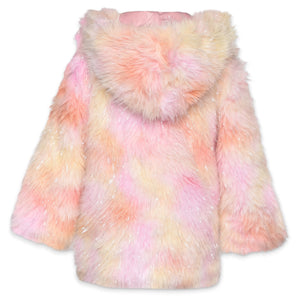 Baby Sara Faux Fur Hooded Coat ~ Pink Multi
