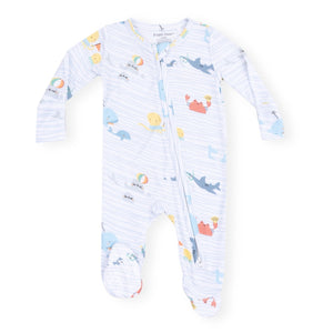 Angel Dear 2 Way Zipper Footie ~ Sea Stripes