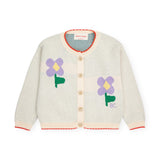 Bobo Choses Baby Pansy Flower Knit Cardigan ~ Off-White