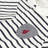 Petit Bateau l/s Striped Romper w/ Collar ~ White/Navy