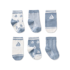 Elegant Baby 6 Pack Non Slip Sock Set ~ Nautical Blue