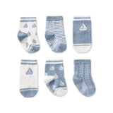 Elegant Baby 6 Pack Non Slip Sock Set ~ Nautical Blue