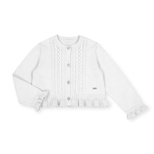 Mayoral Baby Girl Knit Ruffle Cardigan ~ White