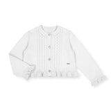 Mayoral Baby Girl Knit Ruffle Cardigan ~ White