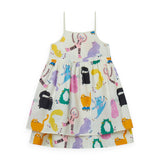 Stella McCartney Girls Cat Print Strappy Dress ~ White