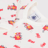 Petit Bateau Firetruck Print Romper ~ White Multi